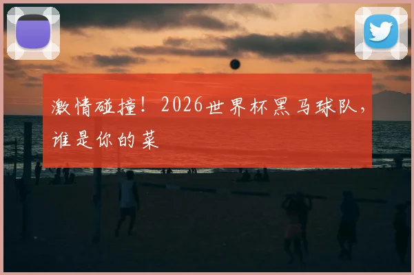 激情碰撞！2026世界杯黑马球队，谁是你的菜